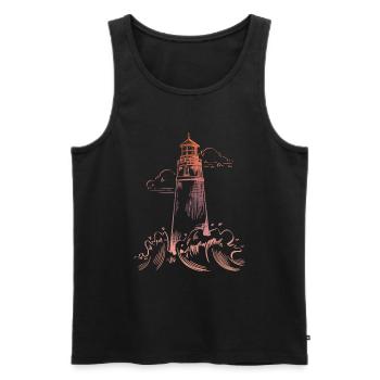 Vintage Leuchtturm - Männer Premium Bio Tank Top - Schwarz - Vorne - Michal (187cm)
