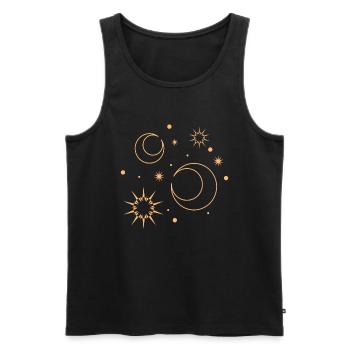 Univers des étoiles du soleil et de la lune - Débardeur bio Premium Homme - noir - Devant - AI Model Male 178 light (178cm)