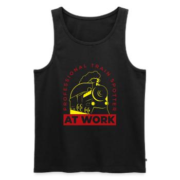 Trainspotter At Work Train Observation - Men's Premium Organic Tank Top - black - Front - AI Model Male 178 light (178cm)