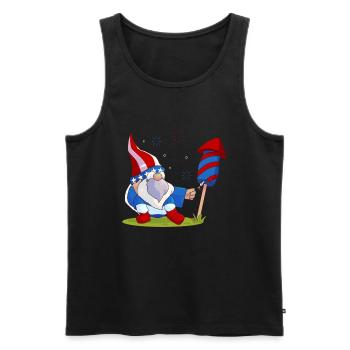 Liebenswerter Gnome Feuerwerk Amerika - Männer Premium Bio Tank Top - Schwarz - Vorne - AI Model Male 178 light (178cm)