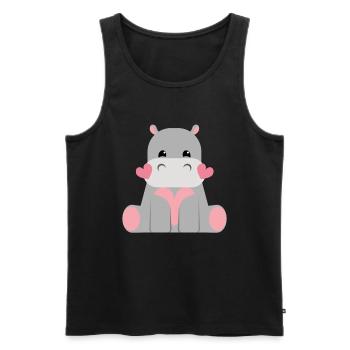 Süßes Nilpferd Hippo Kinder - Männer Premium Bio Tank Top - Schwarz - Vorne - AI Model Male 178 light (178cm)