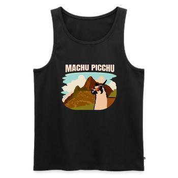 Machu Picchu Lama und Bergpanorama - Männer Premium Bio Tank Top - Schwarz - Vorne - AI Model Male 178 light (178cm)