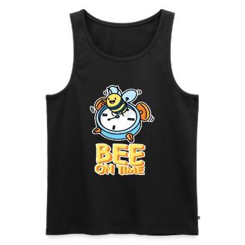 Clock Bee on Time Funny Graphic - Men's Premium Organic Tank Top - black - Front - AI Model Male 178 light (178cm)