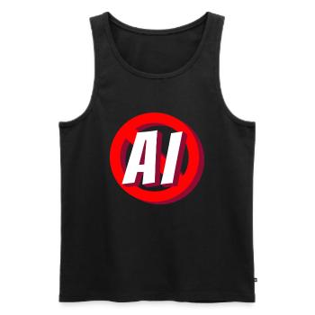 Stop AI signe contre Ki - Débardeur bio Premium Homme - noir - Devant - AI Model Male 178 light (178cm)