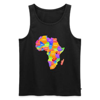 Carte colorée de l’Afrique - Débardeur bio Premium Homme - noir - Devant - Michal (187cm)