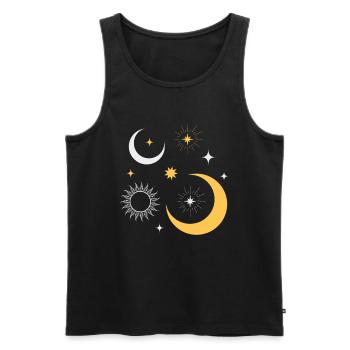Sonne und Mond Sterne Universum - Männer Premium Bio Tank Top - Schwarz - Vorne - Michal (187cm)