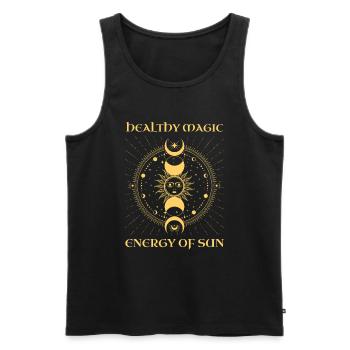 Univers Soleil Lune Magique Santé - Débardeur bio Premium Homme - noir - Devant - Michal (187cm)