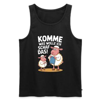 Komme Was Wolle Ich Schaf Das - Männer Premium Bio Tank Top - Schwarz - Vorne - AI Model Male 178 light (178cm)