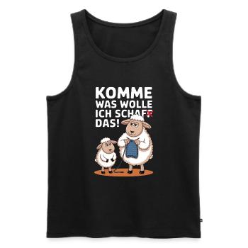 Moi, les brebis, quoi qu’il arrive, - Débardeur bio Premium Homme - noir - Devant - AI Model Male 178 light (178cm)