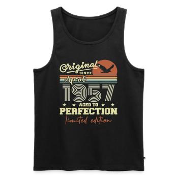 April 1957 Gift | 68th Anniversary April 1957 - Men's Premium Organic Tank Top - black - Front - AI Model Male 178 light (178cm)