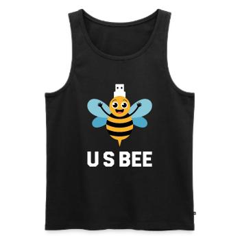 USBEE Biene Mit USB Stick - Männer Premium Bio Tank Top - Schwarz - Vorne - AI Model Male 178 light (178cm)