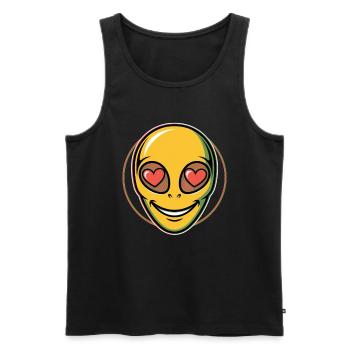 Psychedelisches Alien Gesicht Raver - Männer Premium Bio Tank Top - Schwarz - Vorne - Michal (187cm)
