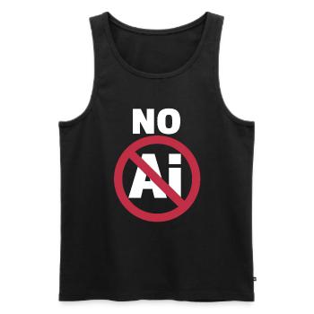 PAS d’IA Stop L’IA signe contre l’IA - Débardeur bio Premium Homme - noir - Devant - AI Model Male 178 light (178cm)