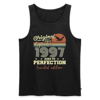 Born in September 1997 September - September 1997 - Men's Premium Organic Tank Top - black - Front - AI Model Male 178 light (178cm)