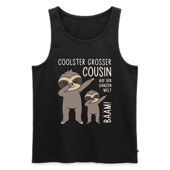 BÄÄM! Coolster Großer Cousin auf der ganzen Welt - Männer Premium Bio Tank Top - Schwarz - Vorne - Michal (187cm)