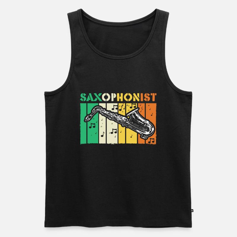 Saxophon Jazz Geschenk - Männer Premium Bio Tank Top - Schwarz