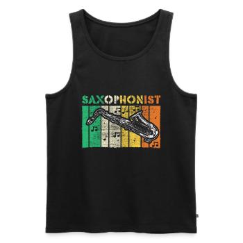 Saxophone Wind Instrument Musical Gift Idea - Men's Premium Organic Tank Top - black - Front - AI Model Male 178 light (178cm)