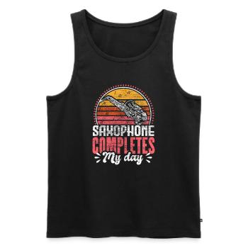 Saxophone Blues Concert Cadeau - Débardeur bio Premium Homme - noir - Devant - Michal (187cm)