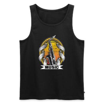 Saxophone Saxophoniste Musique Idée Cadeau - Débardeur bio Premium Homme - noir - Devant - Michal (187cm)