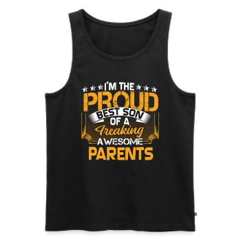 Sohn Vater Eltern Geschenkidee - Männer Premium Bio Tank Top - Schwarz - Vorne - Michal (187cm)