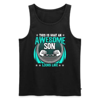 Sohn Vater Junge Geschenkidee - Männer Premium Bio Tank Top - Schwarz - Vorne - Michal (187cm)