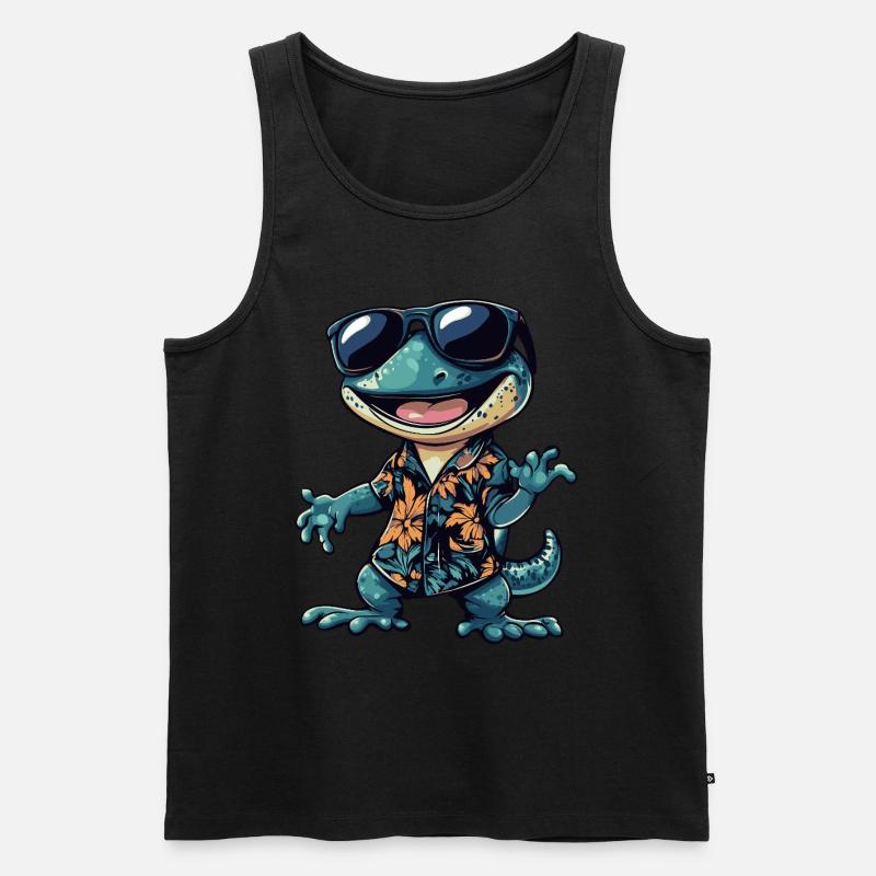 Echse Comic Lustig Sommer - Männer Premium Bio Tank Top - Schwarz