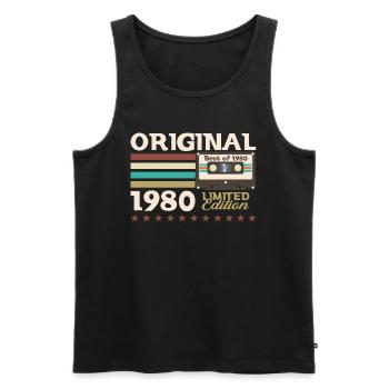 43e anniversaire Vintage Cassette Vintage des années 1980 - Débardeur bio Premium Homme - noir - Devant - Michal (187cm)