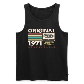 52e anniversaire Vintage Cassette Vintage 1971 - Débardeur bio Premium Homme - noir - Devant - Michal (187cm)