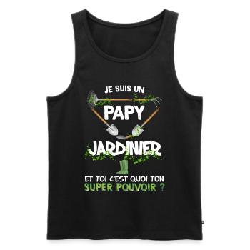Papy jardinier héros adorable du jardin - Débardeur bio Premium Homme - noir - Devant - Michal (187cm)