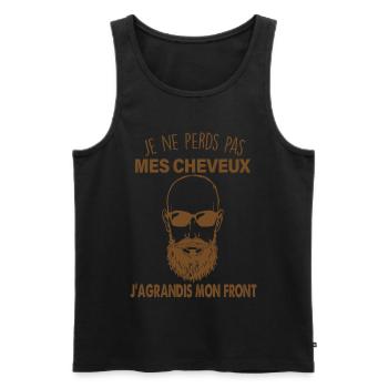 Homme sans cheveux citation chauve chauve - Débardeur bio Premium Homme - noir - Devant - Michal (187cm)