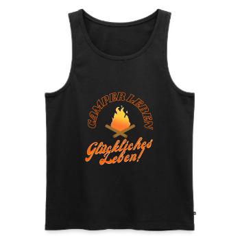 Camper Leben - Glücklich - Männer Premium Bio Tank Top - Schwarz - Vorne - Michal (187cm)