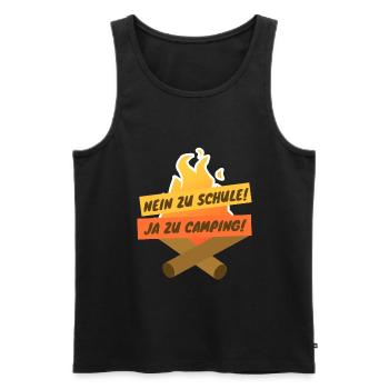 Nein zu Schule - Ja zu Camping! - Männer Premium Bio Tank Top - Schwarz - Vorne - Michal (187cm)