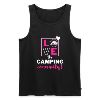 J’adore la communauté du camping! - Débardeur bio Premium Homme - noir - Devant - Michal (187cm)