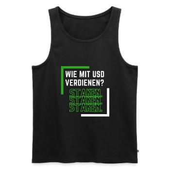 Wie mit USD verdienen? Staken. - Männer Premium Bio Tank Top - Schwarz - Vorne - AI Model Male 178 light (178cm)
