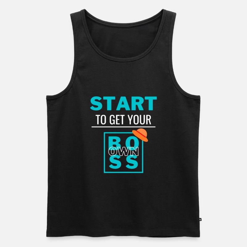 Werden Sie Ihr eigener Chef - Männer Premium Bio Tank Top - Schwarz