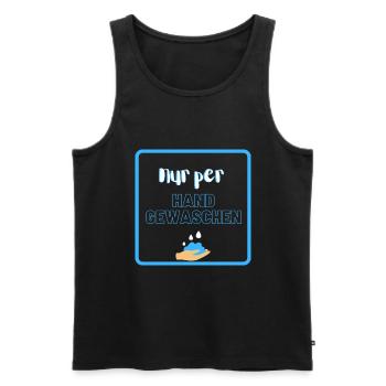 nur per Hand gewaschen - Männer Premium Bio Tank Top - Schwarz - Vorne - Michal (187cm)