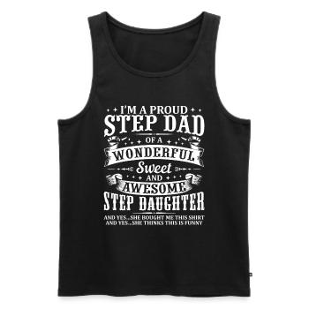 Funny Step Dad Fathers Day Christmas Step - Men's Premium Organic Tank Top - black - Front - AI Model Male 178 light (178cm)