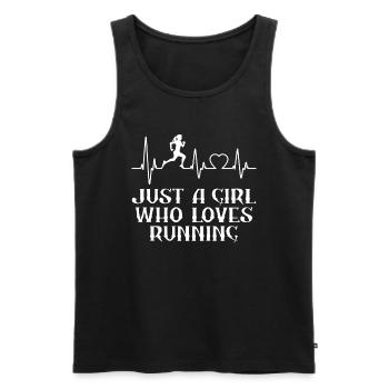 Coureuse de marathon Girl Heartbeat Just A Girl Who - Débardeur bio Premium Homme - noir - Devant - AI Model Male 178 light (178cm)