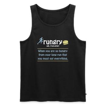 Rungry Définition Funny Runner Marathon Citation - Débardeur bio Premium Homme - noir - Devant - Michal (187cm)