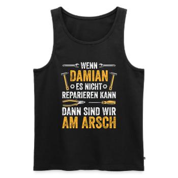 Lustiges Damian Handwerker Heimwerker Sprüche - Männer Premium Bio Tank Top - Schwarz - Vorne - Michal (187cm)