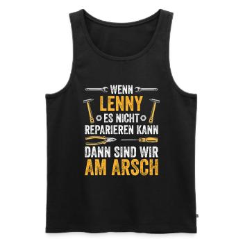 Lustiges Lenny Handwerker Heimwerker Sprüche - Männer Premium Bio Tank Top - Schwarz - Vorne - AI Model Male 178 light (178cm)