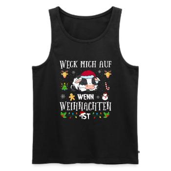 Lustiges Wecke Mich Auf Wenn Weihnachten Ist Kuh - Männer Premium Bio Tank Top - Schwarz - Vorne - Michal (187cm)