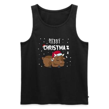 Lustiges Ziege Merry Christmaz Weihnachten Bauer - Männer Premium Bio Tank Top - Schwarz - Vorne - Michal (187cm)