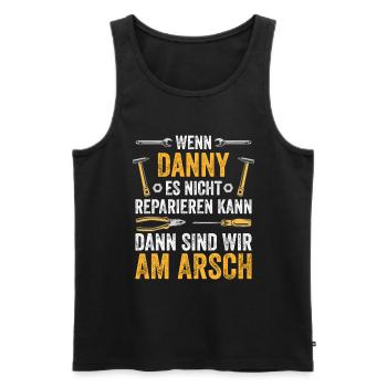 Lustiges Danny Handwerker Heimwerker Sprüche - Männer Premium Bio Tank Top - Schwarz - Vorne - Michal (187cm)