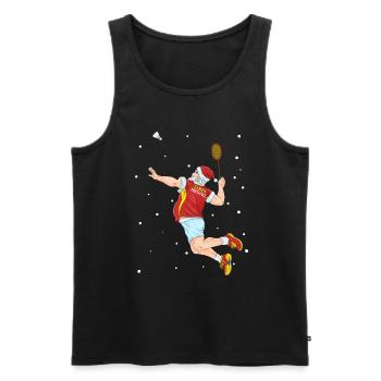 Badminton Federball Weihnachten - Männer Premium Bio Tank Top - Schwarz - Vorne - Michal (187cm)