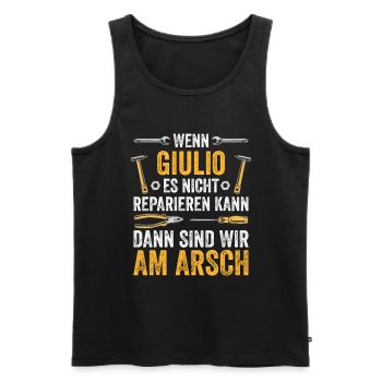 Lustiges Giulio Handwerker Heimwerker Sprüche - Männer Premium Bio Tank Top - Schwarz - Vorne - Michal (187cm)