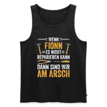 Lustiges Fionn Handwerker Heimwerker Sprüche - Männer Premium Bio Tank Top - Schwarz - Vorne - Michal (187cm)