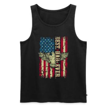 Best Dad Ever American Flag US Flag Eagle Funny - Men's Premium Organic Tank Top - black - Front - AI Model Male 178 light (178cm)