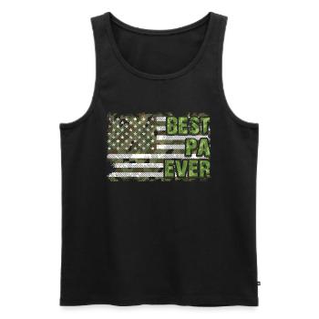 Best Pa Ever Papa Grandfather Great Camo US Flag - Men's Premium Organic Tank Top - black - Front - AI Model Male 178 light (178cm)