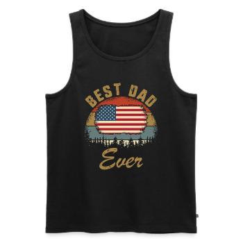 Best Dad Ever US American Flag Patriotic Fathers - Men's Premium Organic Tank Top - black - Front - AI Model Male 178 light (178cm)